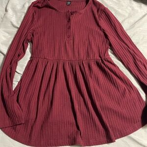 SHEIN Burgundy Ribbed Knit Top